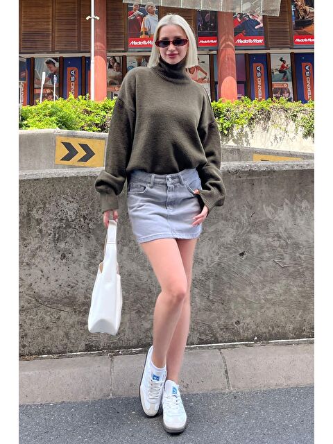 Madmext Yeşil Balıkçı Yaka Kadın Kazak Mg2196 - S000266407-18194