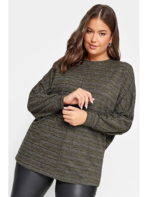 Stil Diva Büyük Beden Bisiklet Yaka Uzun Kollu Dikiş Detaylı Bluz 302602 - S000271040-20600