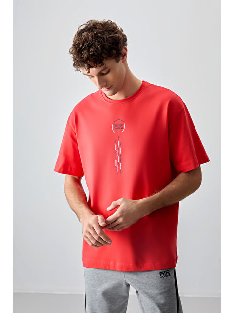 Air Jones %100 Pamuk Kalın Yumuşak Dokulu Oversize Fit Baskılı Erkek Tişört - S000149632-20045