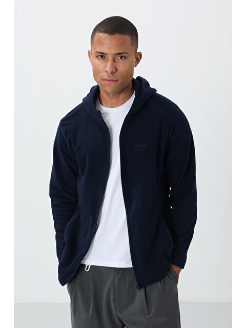 Air Jones Connell Lacivert Rahat Kalıp Polar Erkek Fermuarlı Sweatshirt Hırka - 88313 - S000110169-21164