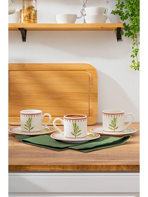 Porsima Porselen  Fincan Takımı-Desenli Türk Kahve   Fincan  Takımı-6 Kişilik 90 cc - S000233517-23173
