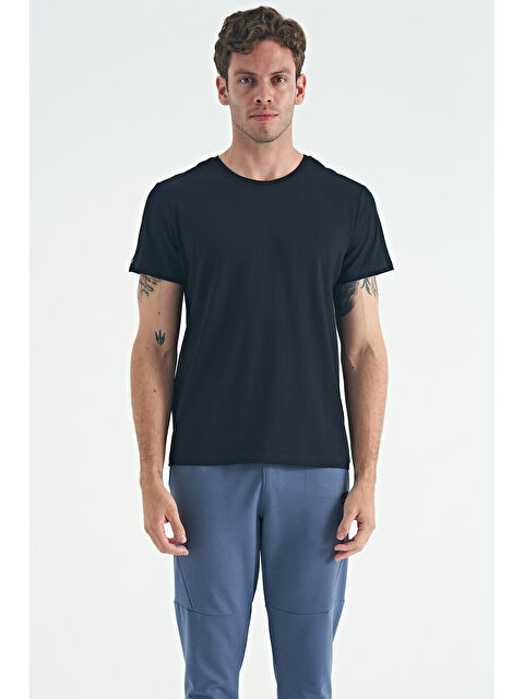 Air Jones Calvin Lacivert Basic Erkek Tişört - 88245 - S000142580-21164