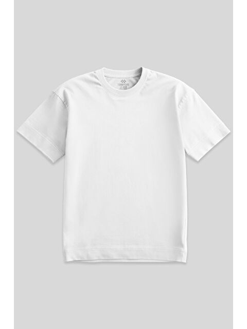 Tommylife Beyaz Basic Kısa Kol O Yaka  Erkek Büyük Beden Tişört - 88072 - S000028162-20063