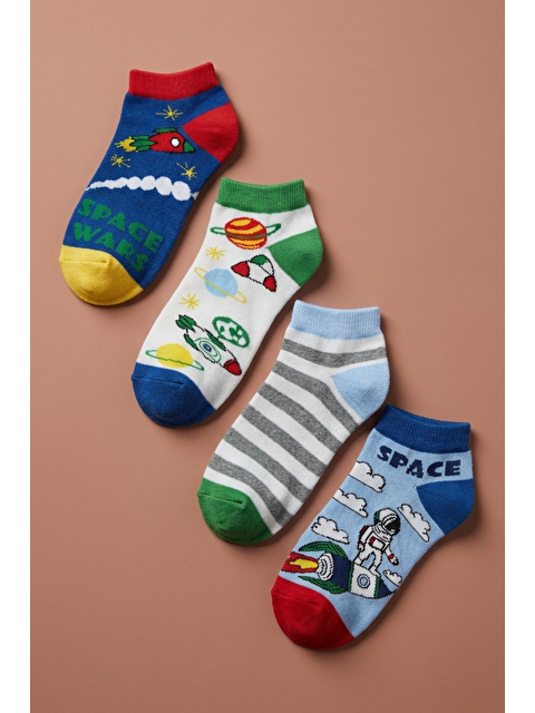 Katia And Bony 4 Lü Paket Space Erkek Çocuk Patik Çorap Desenli - S000528022-23173