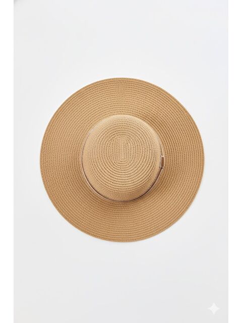 C&City Geniş Kenar Hasır Plaj Şapkası Y25730-04 Vizon - S000382704-26429