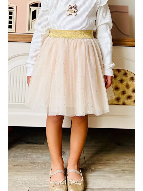 Breeze Kız Çocuk Tütü Etek Sim Detaylı Bej (5-10 Yaş) - S000356008-19928