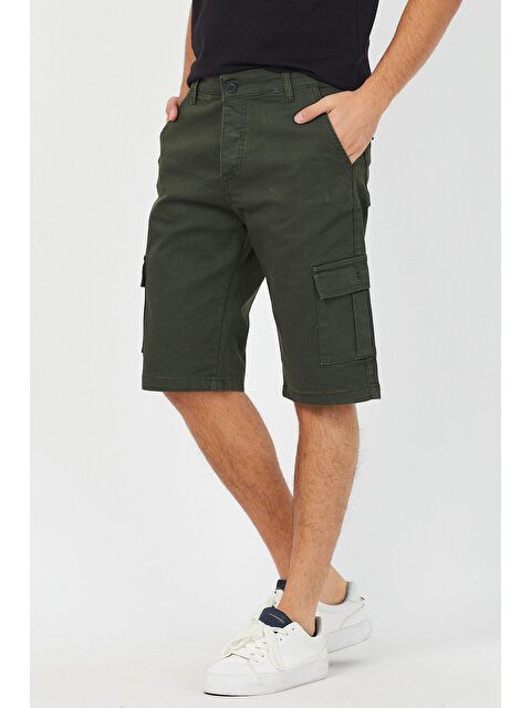 Tarz Cool Erkek Kamuflaj Kargo Cep Elastanlı jean Şort - S000155225-18547