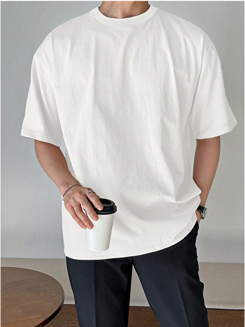 Tarz Cool Erkek Bisiklet Yaka %100 Pamuk Tişört - S000244253-20063