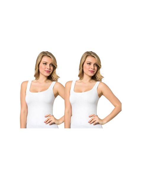 Aydoğan Beyaz Kadın Geniş Askılı Atlet 2'li - S000324398-21165