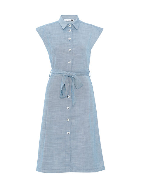 Muni Muni Kemerli Boydan Düğmeli Elbise