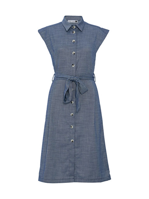 Muni Muni Kemerli Boydan Düğmeli Elbise