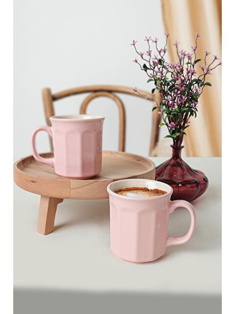 Keramika Pembe / Krem Herakles Kupa 9 Cm 6 Adet - S000033569-20020