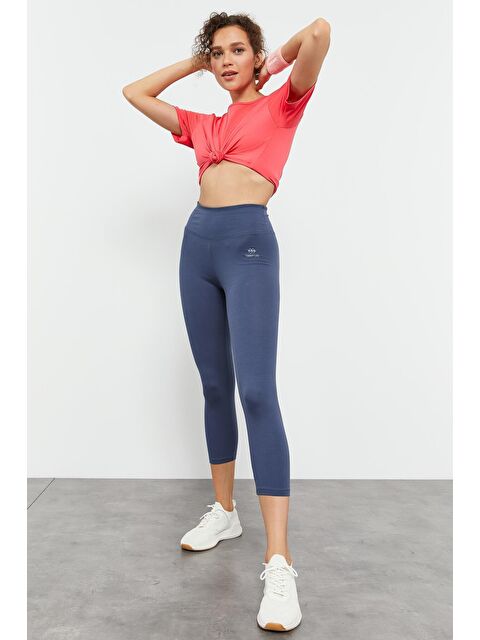 Tommylife Petrol Yüksek Bel Slim Fit Dar Paça Kadın Kapri Tayt - 93097 - S000081600-20019