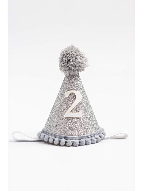 Le Mabelle Gri 2 Yaş Ponponlu Huni Doğum Günü Tacı - S000383919-20600