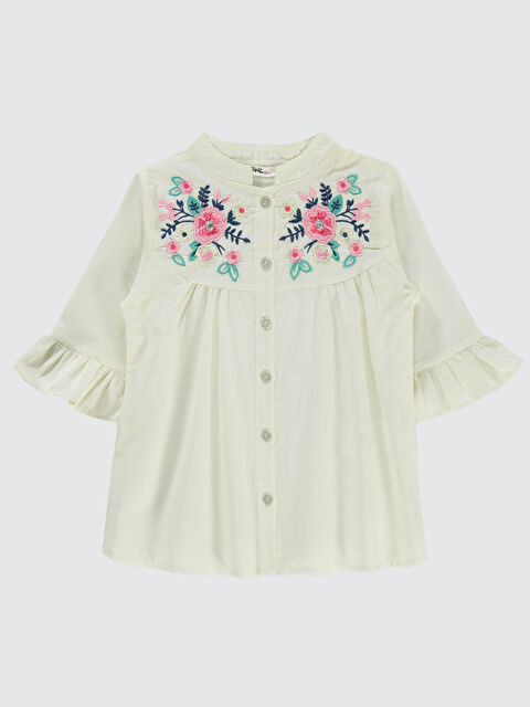 Civil Girls Kız Çocuk Gömlek 6-9 Yaş Ekru