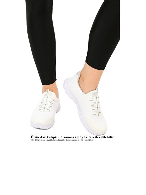 Walkway DAR KALIP Beyaz Gümüş Fileli Hafif Esnek Kadın Spor Ayakkabı Flexible G - S000025752-37228