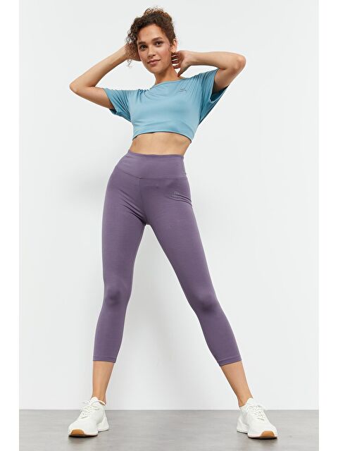 Tommylife Eflatun Yüksek Bel Slim Fit Dar Paça Kadın Kapri Tayt - 93097 - S000081600-20038