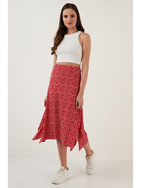 Lela Desenli Volanlı Midi Boy Yırtmaçlı Etek 5864073 - S000000833-20045