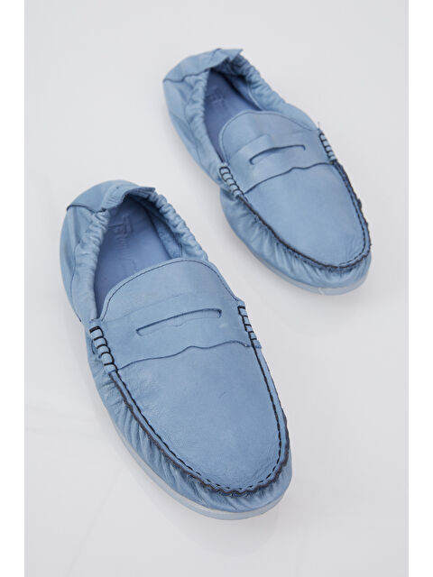 TONNY BLACK Erkek Mavi Arkası Lastikli Rahat Kalıp Hakiki Deri Loafer - S000006548-17234
