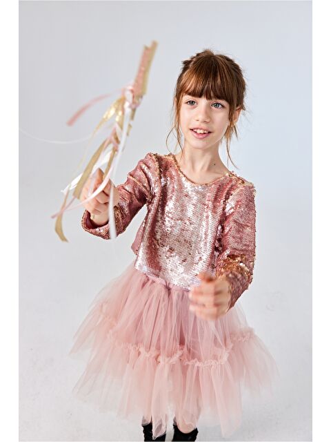 Le Mabelle Rose Pul Payetli Tül Etekli Kız Çocuk İkili Takım - Milena - S000319088-20028