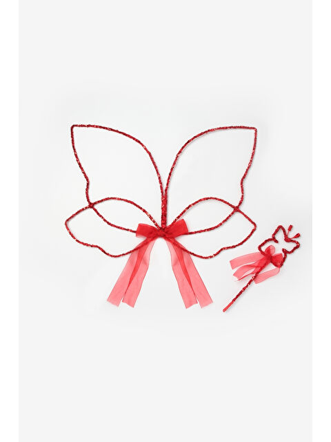 Le Mabelle Kırmızı Pullu 2'li Kelebek Kanat Asa Set - S000238187-20045