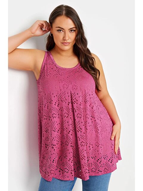 Stil Diva Büyük Beden Bisiklet Yaka Dantel Detaylı Astarsız Kolsuz Bluz 302400 - S000250655-20024