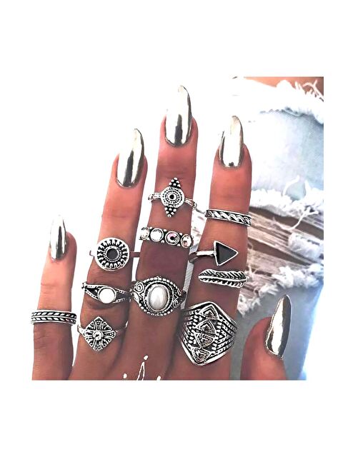 Pelin Aksesuar Silver Çoklu Yüzük Seti - S000052360-23173