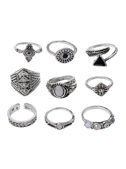 Pelin Aksesuar Silver Çoklu Yüzük Seti - S000052360-23173