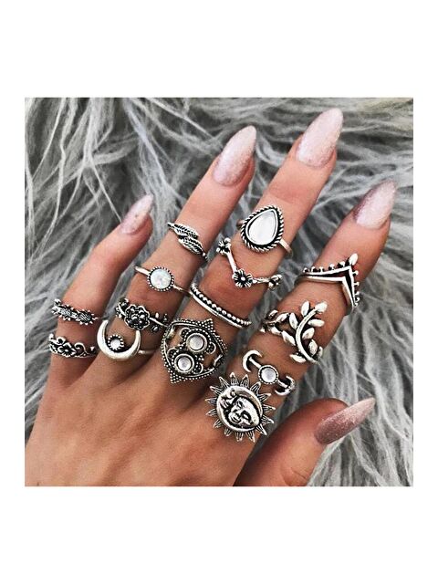Pelin Aksesuar Silver Çoklu Yüzük Seti - S000052375-23173