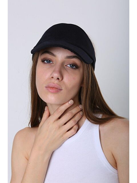 Luminos Butik Kadın Vizör - Tenisçi - Golf / Siperlik Lacivert Şapka Spk13