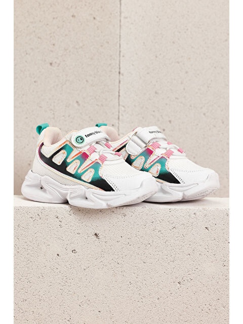 TONNY BLACK Çocuk Unisex Beyaz Şeker Rahat Kalıp Işıklı Cırtlı Ayakkabı - S000157392-37226