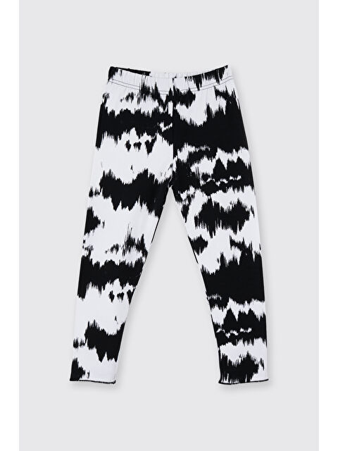 Panço Kız Çocuk Desenli Tayt Siyah - S000472676-19351