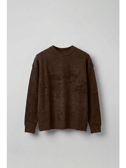 Abluka Online Erkek Oversize Yumuşak Dokulu Kazak Kahve - S000334020-19413