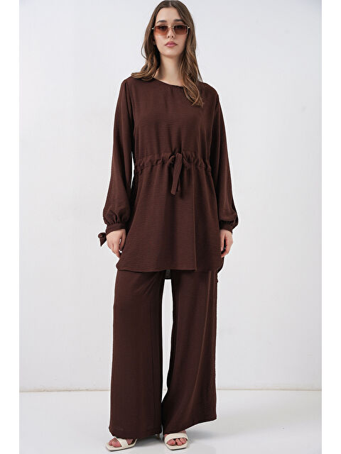Bigdart Kadın Uzun Tunik Pantolon İkili Takım 6719 - Kahverengi - S000505458-19413