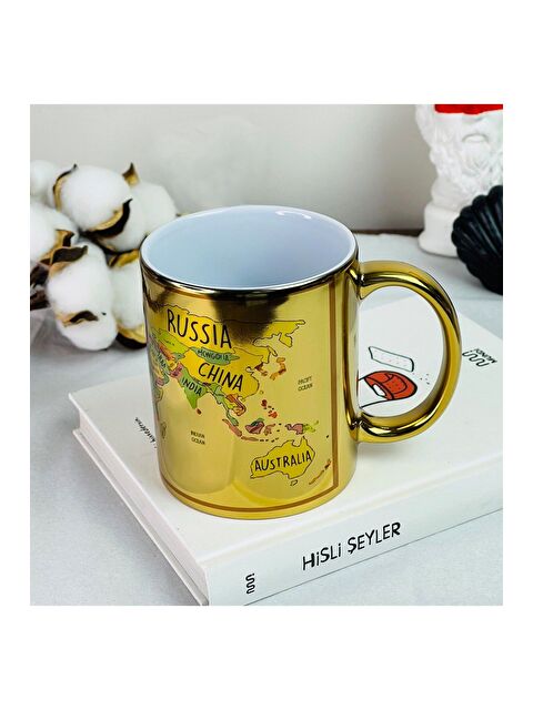 Bam Hediyelik Eşya Dünya Haritası Tasarımlı Gold Kupa - S000270669-23173