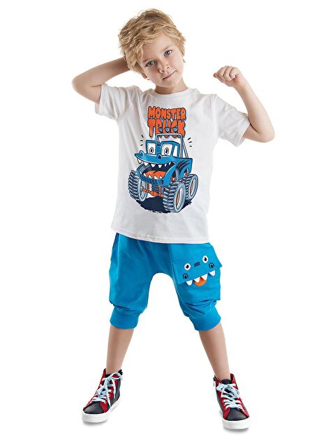 Denokids Monster Truck Erkek Çocuk Kapri Şort Takım - S000136555-23173