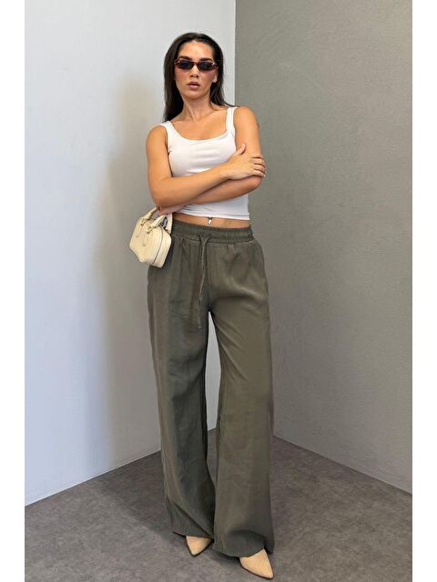 Madmext Haki Geniş Paça Kadın Pantolon Mg1982 - S000146795-18547