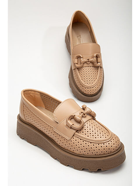 TONNY BLACK Kadın Nude Puantiye Delikli Önü Tokalı Kalın Poli Taban Loafer - S000170538-26411
