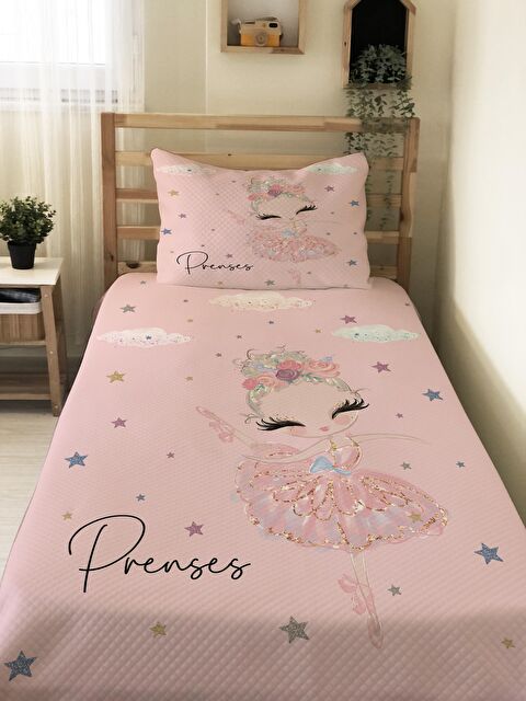 Evmila Prenses Kız Desen Tek Kişilik Çocuk Pike Takımı 160x220 cm - S000020119-23173