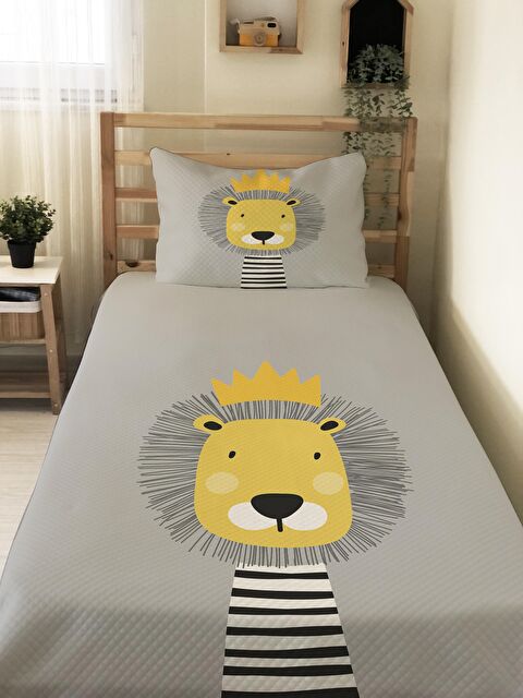 Evmila Aslan Desen Tek Kişilik Çocuk Pike Takımı 160x220 cm - S000020117-23173