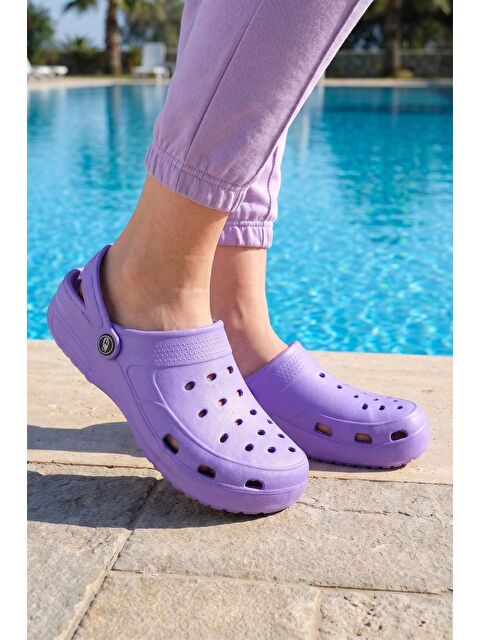 Gezer Kadın Yazlık Eva Ev Banyo Bahçe Havuz Rahat Taban Sabo Terlik