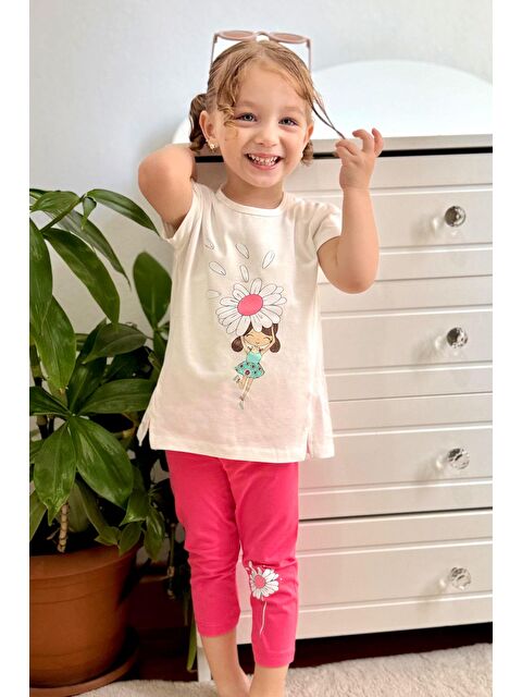 Breeze Kız Çocuk Kapri Taytlı Takım Papatya Perisi Ekru (2-5 Yaş) - S000392883-19965