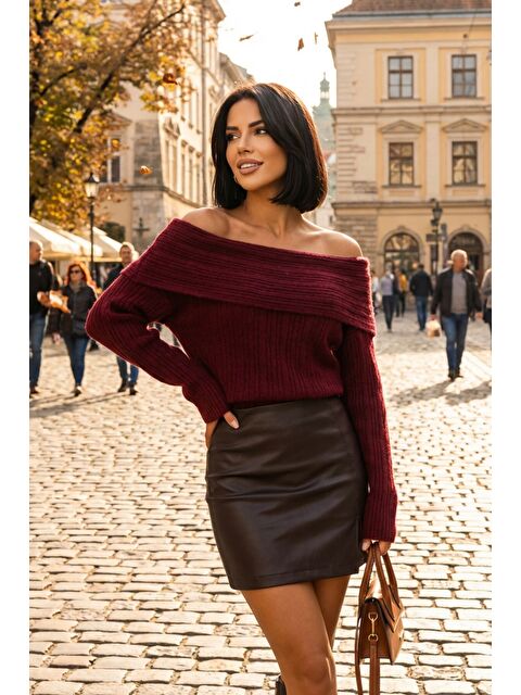 She Wears Omzu Açık Fitilli Triko Kazak F-040 - S000474574-19951