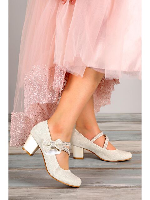 Kiko Kids Aisha Kum Simli Günlük Kız Çocuk 4 Cm Topuklu Abiye Ayakkabı - S000003069-17219