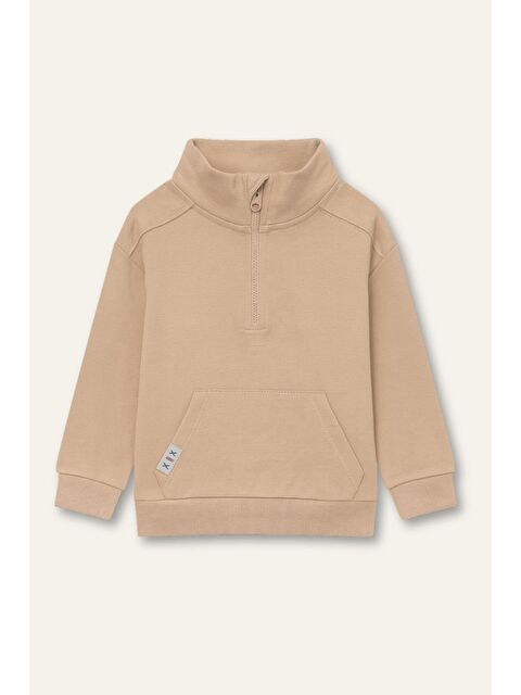 ZEYLAND Unisex Çocuk Yakalı Fermuarlı Sweatshirt - Bej - S000316059-19928