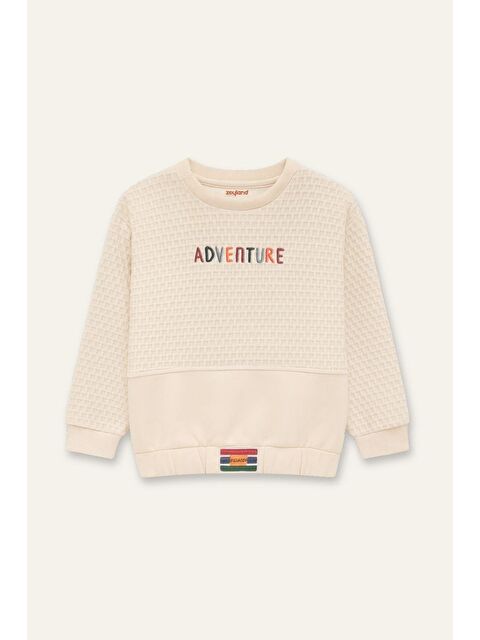 ZEYLAND Erkek Çocuk Kapitone Nakış Detaylı Sweatshirt - Krem - S000316087-19966