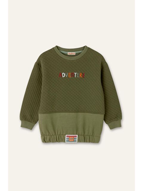 ZEYLAND Erkek Çocuk Kapitone Nakış Detaylı Sweatshirt - Haki - S000316206-18547
