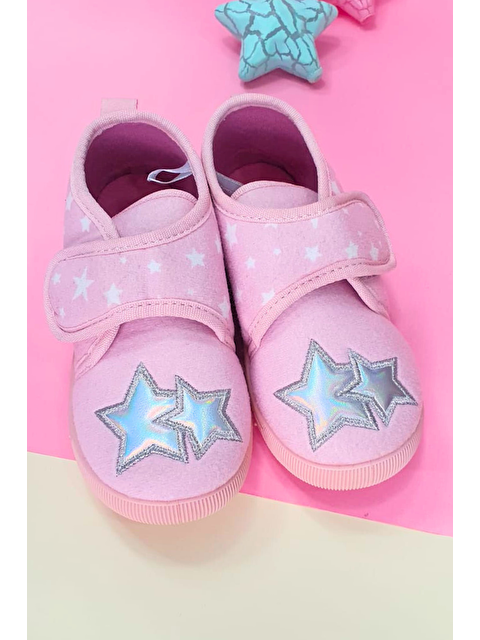 First Step Pembe Yıldızlı Kız Çocuk Cırt Cırtlı Panduf-F-727 - S000060894-20024