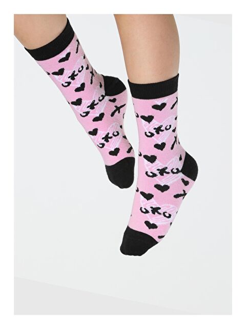 Casabony Xo Desenli Pembe Kız Çocuk Çorap - S000041940-20024