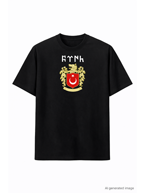 Jane's Unisex Bisiklet Yaka Baskılı Oversize T-Shirt - Siyah - S000528376-19351